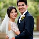 Happy wedding photo of Jessica & Mark Tan.