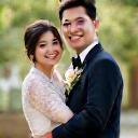 Happy wedding photo of Aisha & David Chen.